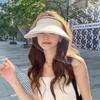 Women Summer Wide Brim Sun Hat Outdoor Ponytail Empty Top UV Protection Cap Female Lady Tour Beach Foldable Sunscreen Hats
