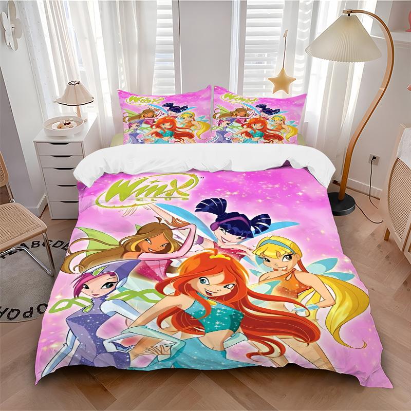 3pcs Winx Club Duvet Cover Set, 1 Duvet Cover + 2 Pillowcases (No Insert), High-Definition Print, Home & Dorm Set Yy251208017