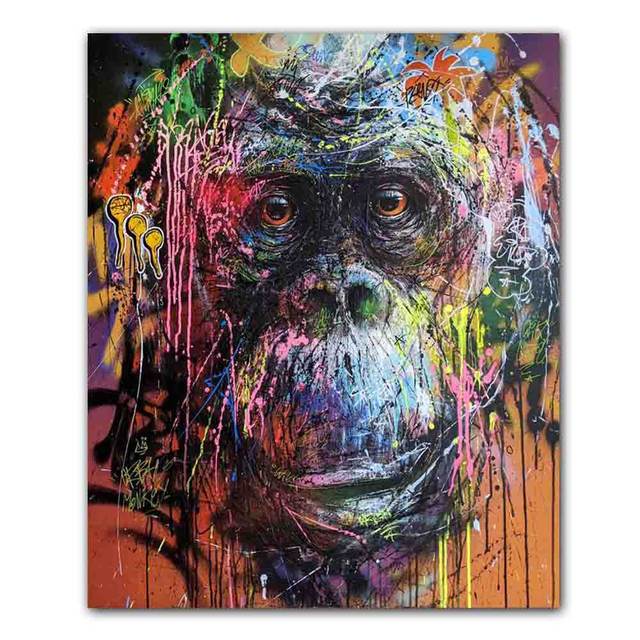 Nordic Street Graffiti Art Animal Canvas Abstract Rabbit Koala Tiger Orangutan Poster Office Living Room Home Decoration Mural No Frame