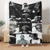 1pc 2PacHip Hop Blanket Soft Lightweight All Season Multi Purpose Throw for Sofa, Bed, Office & Picnics, French Style with Iconic Album Art & Quotes