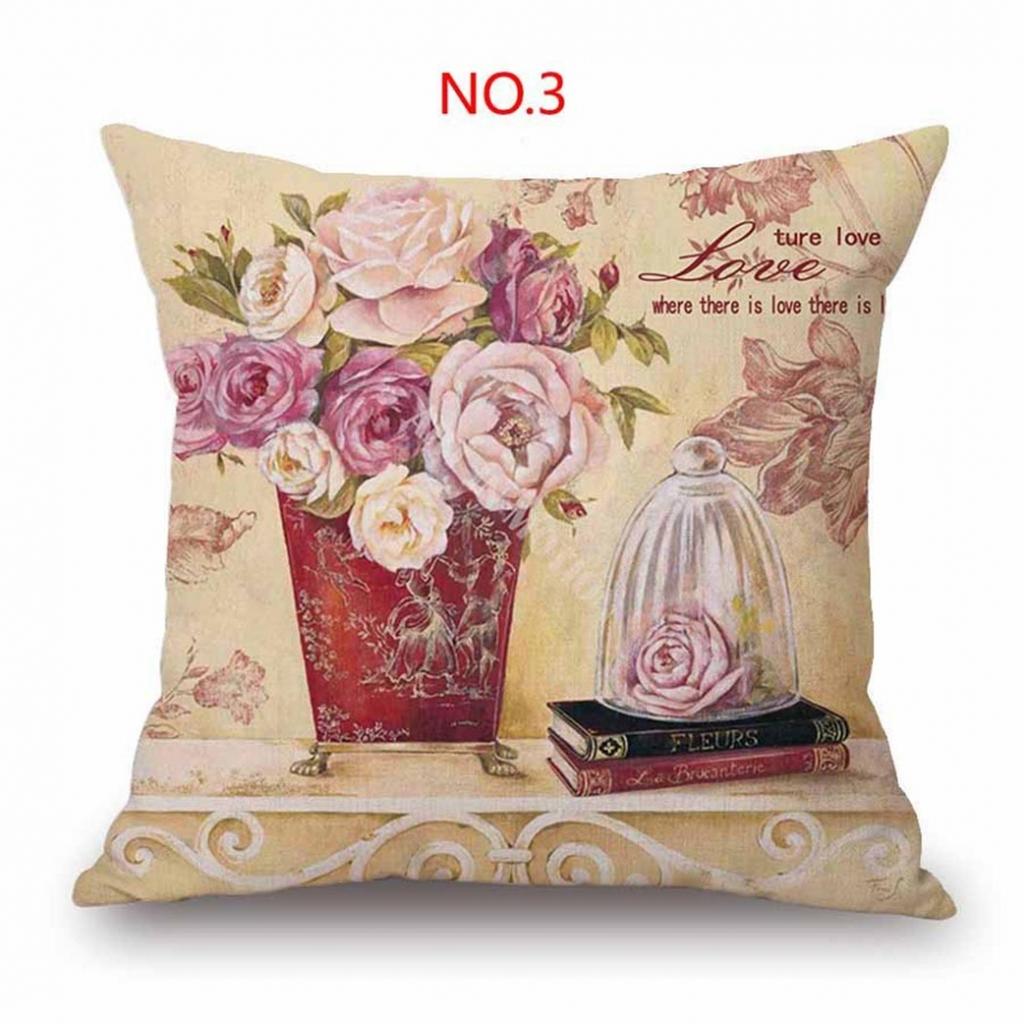 Stylish Home Decors Nordic Flowers Sofa Pillow Case Cotton Linen Cover