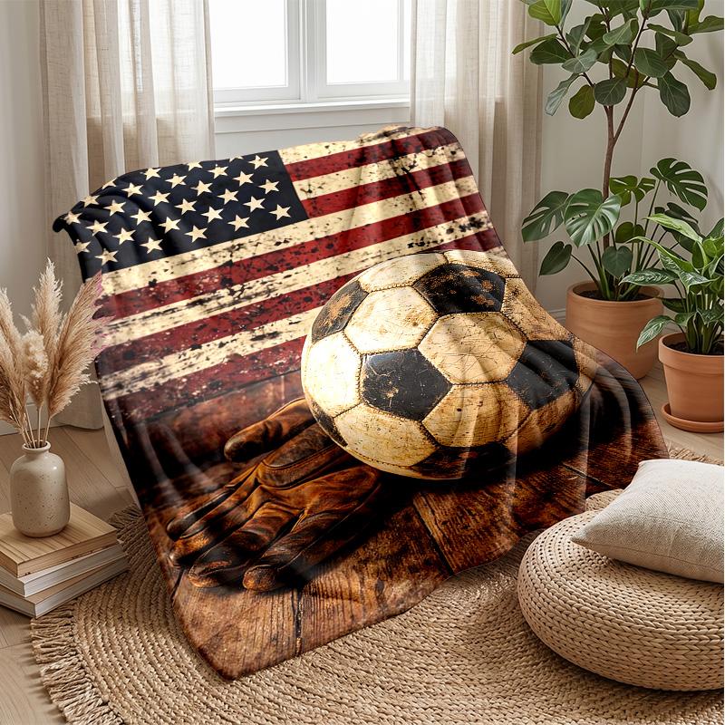 Neon Soccer Player Theme blanket Lightweight Warm Flannel Blanket Decorative Throw Blanket for Home Decoration