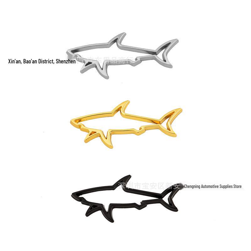 Hollow Shark Metal Car Emblem - Personalized Decorative Scratch Sticker for Rear or Side