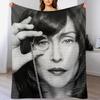 Vera Farmiga Black & White Portrait Made Of Dots Throw Blanket Warm Comfortable Blanket Gift for Parents Friends