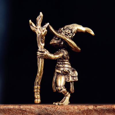 Yousheng 1/2/3Pcs Brass Frog Witch Figurine Vintage Brass Frog Ornament Fantasy Witch Decoration Whimsical Home Accents