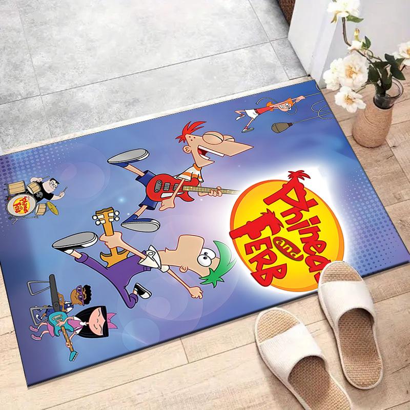 1pc P-Phineas and Ferb Design Printed Area Rug Carpet for Bedroom Living Room Home Decor Rugs Mat Non Slip Mat Rug for Bedside