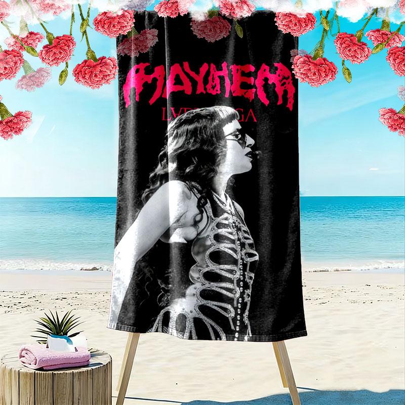 Lady Gaga Bold Print Beach Towel, Large Soft Quick Dry Towel for Beach Camping Swimming