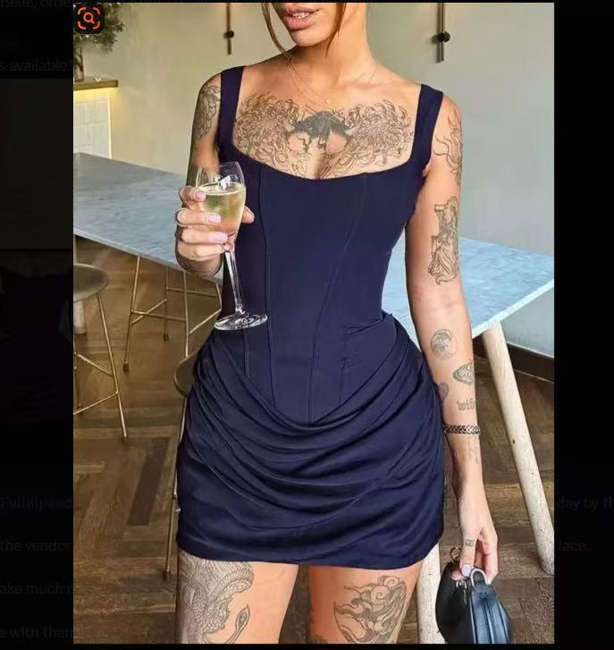 

Женское облегающее мини-платье на бретельках без рукавов NSSF Self-Made M темно-синий