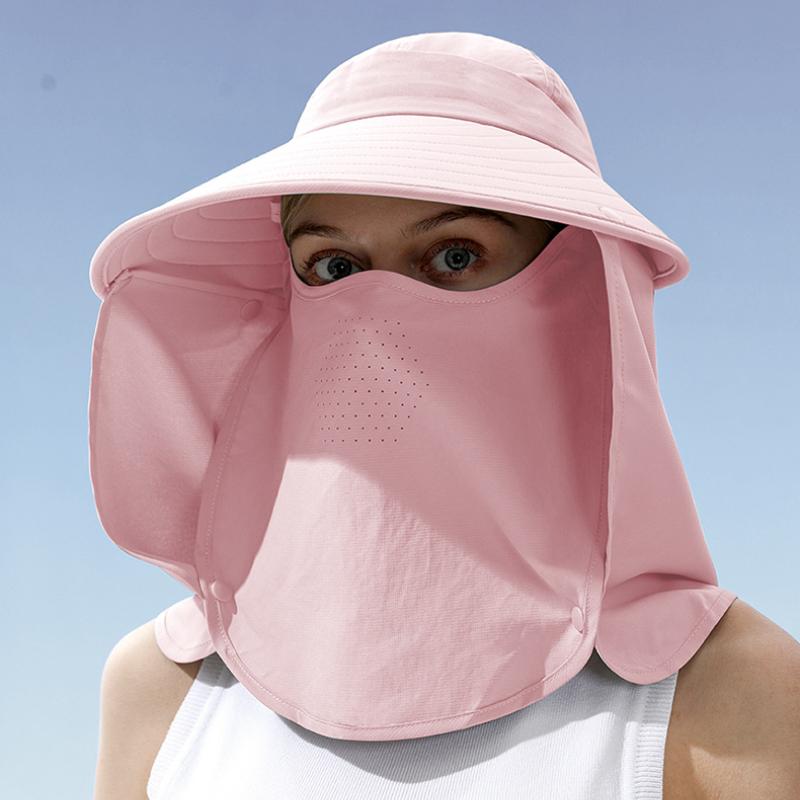 Outdoor Angelhut Damen Herren Große Krempe UV-Schutz Atmungsaktiv Schnelltrocknend Winddicht Gesichtsmaske Vollgesicht Nackenschutz Strandhut