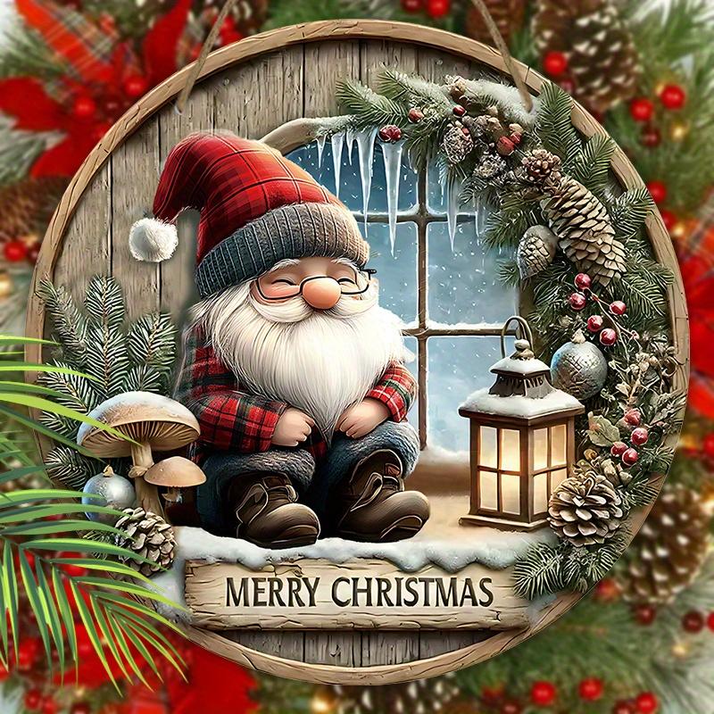 Adorable Gnome Wooden Christmas Sign, Warm Winter Christmas Ornament for Front Door Wall Hanging Decor, Ideal Christmas Gift