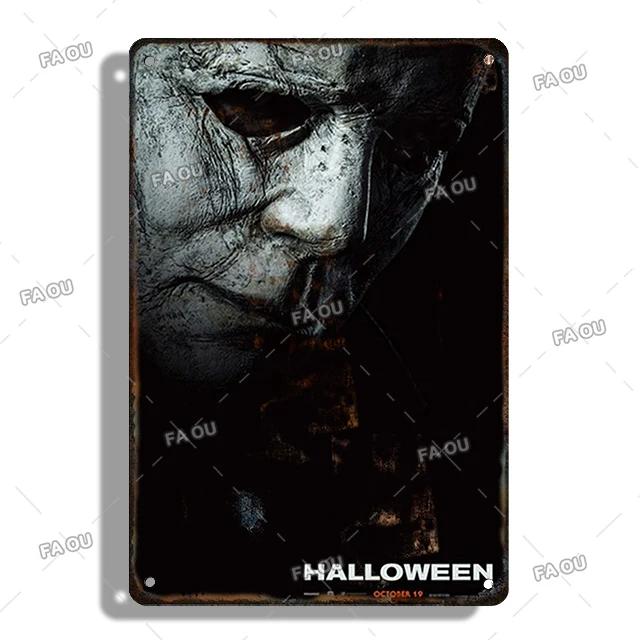 Halloween Movie Decorative Plaque Tin Metal Retro Sign Cinema Cafe Bar Decoration Poster Board Modern Home Wall Decor Aesthetic