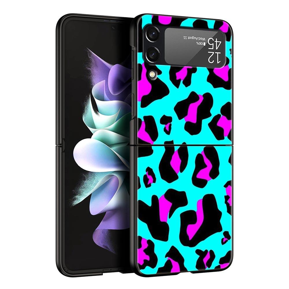 Leopard Print Pattern Phone Case For Samsung Galaxy Z Flip 6 5 4 3 Shell For Samsung Z Flip3 Flip4 Flip5 Flip6 Hard PC Cover