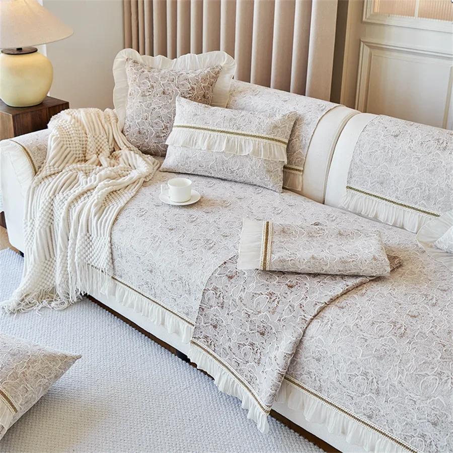 Fabric Cotton Sofa Cushion Modern Simple Cotton Four Seasons Universal Non-Slip Sofa Cover