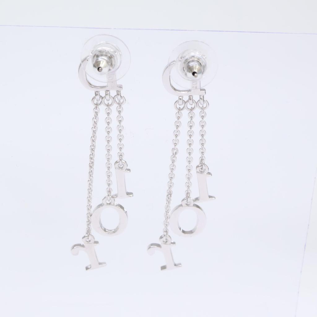 DIOR DIOR Logo Rhinestone Chain Swing earring SilverUsed