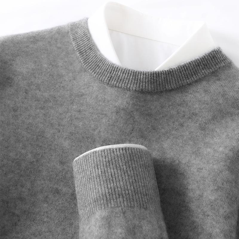 Men's Cashmere Round Neck Sweater - Business Casual Light Luxury Pullover, Soft & Smooth Knitwear for Autumn & Winter.