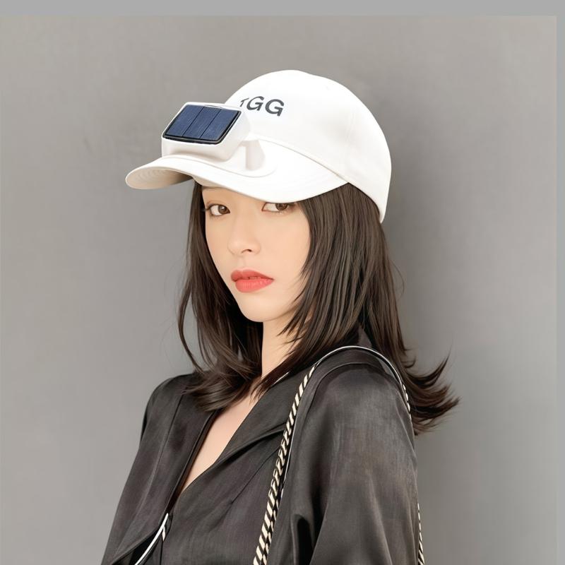 Adjustable Sun Hat Feature Solar Charging Build-in Cooling Fan Ideal For Beach Vacations And Camping Trip