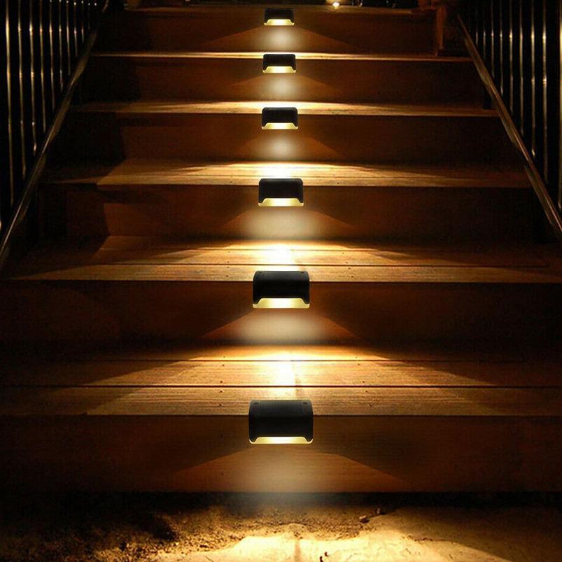 4pcs LED Solar Stair Lamp IP65 Waterproof Outdoor Garden Pathway Yard Patio Stairs Steps Fence Lamps Solar Night Light