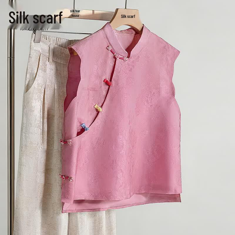 Women s Elegant New Chinese Style Sleeveless Blouse L