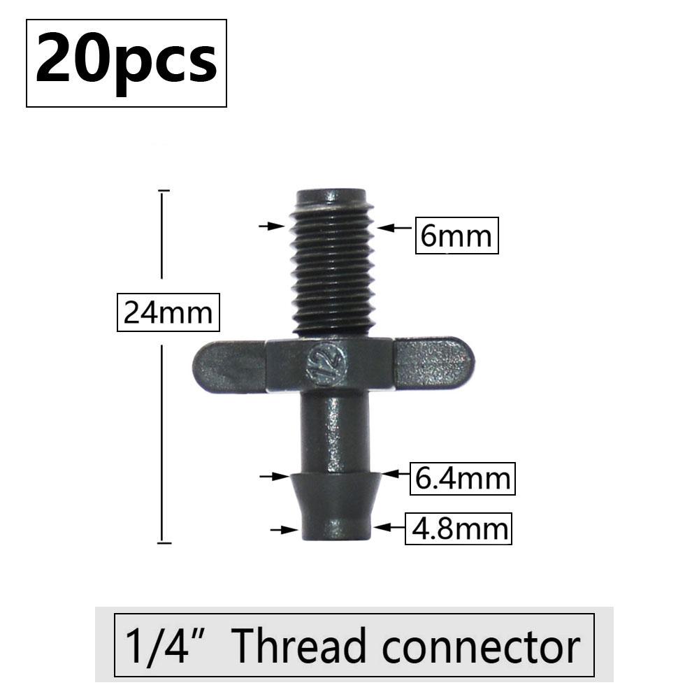 20pcs 3mm 4mm Garden Hose Barb Connector Drip Irrigation 1/4'' & 1/8'' Tube Hose Fitting Tees Cross Eng Plug Barb Accessories