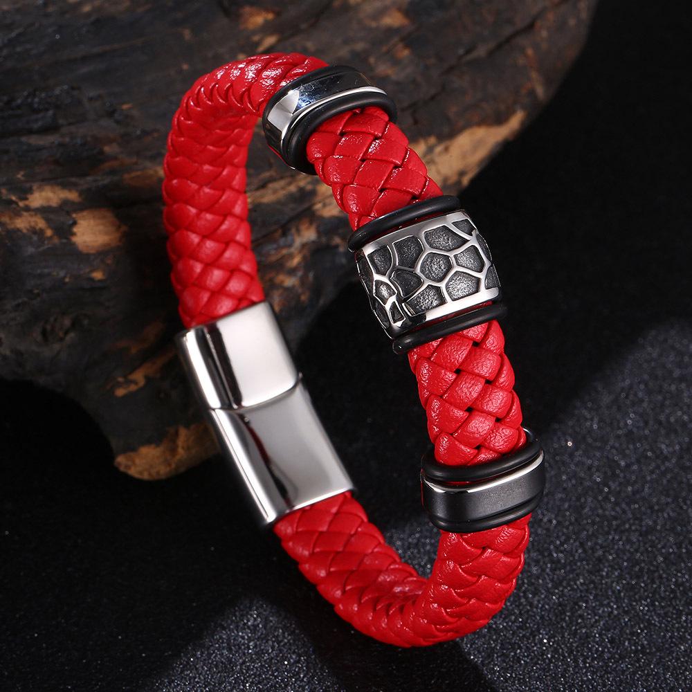 Titanium Steel Men's Multicolor Leather Bracelet