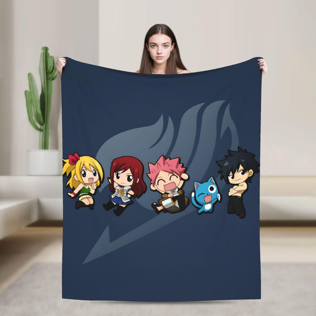 Fairy Tail Warm Soft Blanket Japanese Anime Travel Plush Throw Blanket Aesthetic Couch Chair Flannel Bedspread Sofa Bed Cover