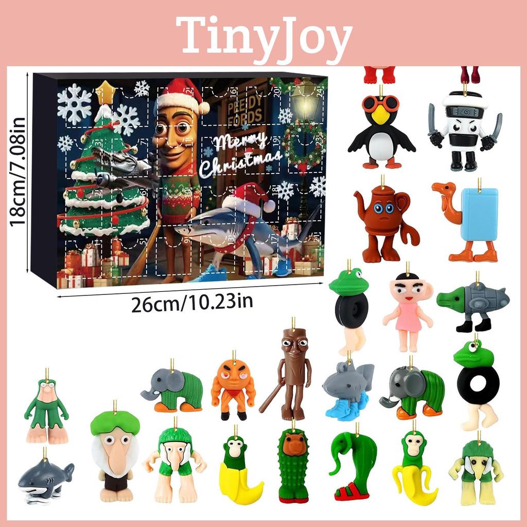 Italienischer Brainrot Al Acryl Weihnachts-Countdown-Kalender mit Charakterfiguren für Feiertagsdekoration