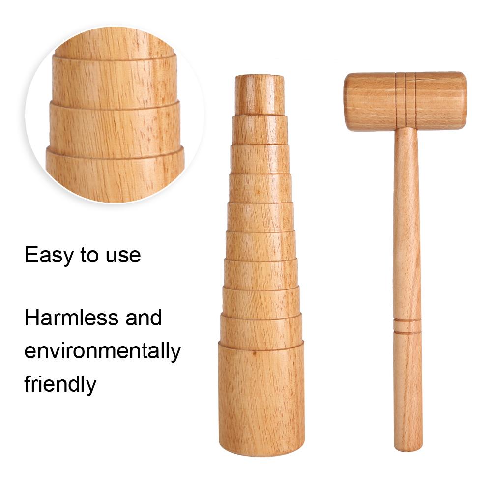 2pcs Set Wooden Mandrel Sizer Jewelry Making Adjust Bangle Sizing Measurement Stick Hammer Tool Set