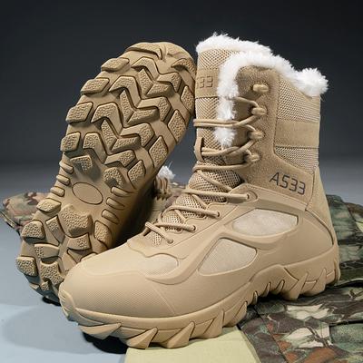 New Winter Plus Velvet Plus Size Men's and Women's Outdoor Field Training Boots Combat High Top