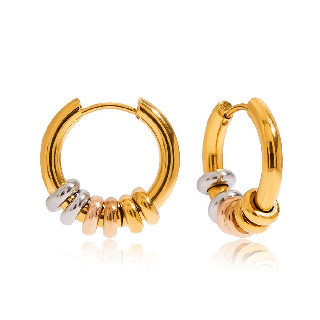 Trendy Daily Gold Silver Mix Color Hoop Earrings for Women Prevent Allergy Popular Fashion Wear Ear Jewelry
