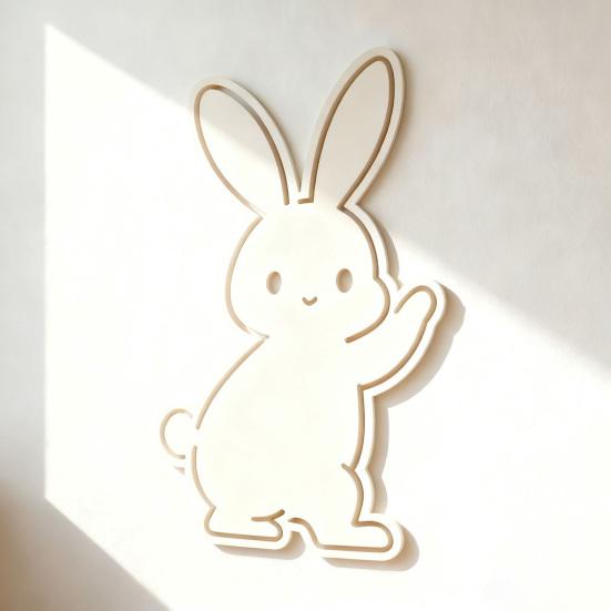 Cute Bunny Wall Decal Easter Wall Sticker Wooden Rabbit Animal Wall Art Decor