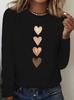 Fashion Gothic Love Heart Printed Long Sleeve Shirt Vintage T Shirt Women's  Print  T-Shirt Crew Neck Top Tee Tshirt Casual