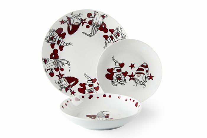 Service De Vaisselle - Excelsa - 64858 - 18 Pièces - Porcelaine - Gnome De Noël