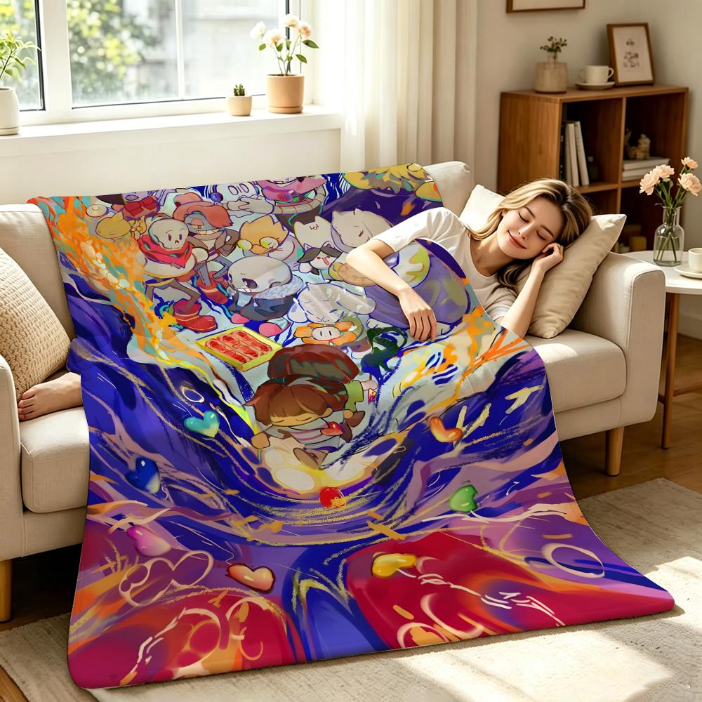 Game U-Undertale Throw Soft Warm Flannel Throw Blanket Multi?use for Sofa Bed Office Portable Air Conditioning Nap Blanket 75X95CM