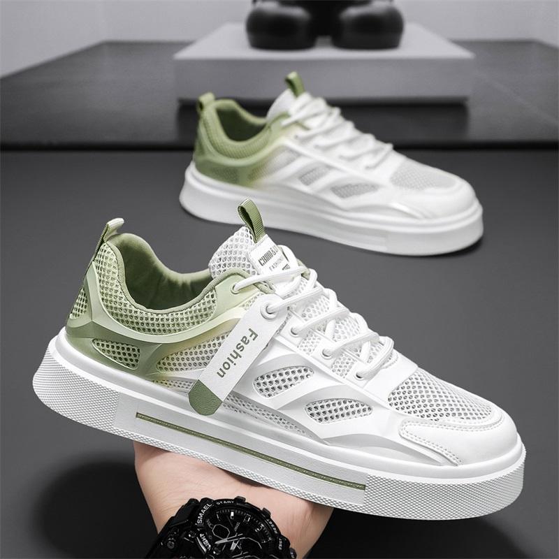 Men's Shoes Summer Breathable Anti Slip Mesh Thin Style Student Sports Leisure White Board Shoes Versatile Trendy Mesh Shoes