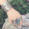 Vintage Silver Elephant Cuff Bracelet - Bohemian Ethnic Style for Women Pattern Elephant Wide Bracelet