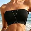 New Minimalist Beach Bikini Chest Waist Chain Stainless Steel Pearl Beads Necklace for Women Bohemia Body Chain Vacation Jewelry