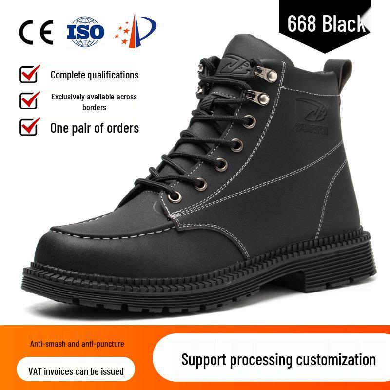

Men s Lightweight Safety Boots: Anti-smash, Non-slip, Wear-resistant, High-top Work Shoes