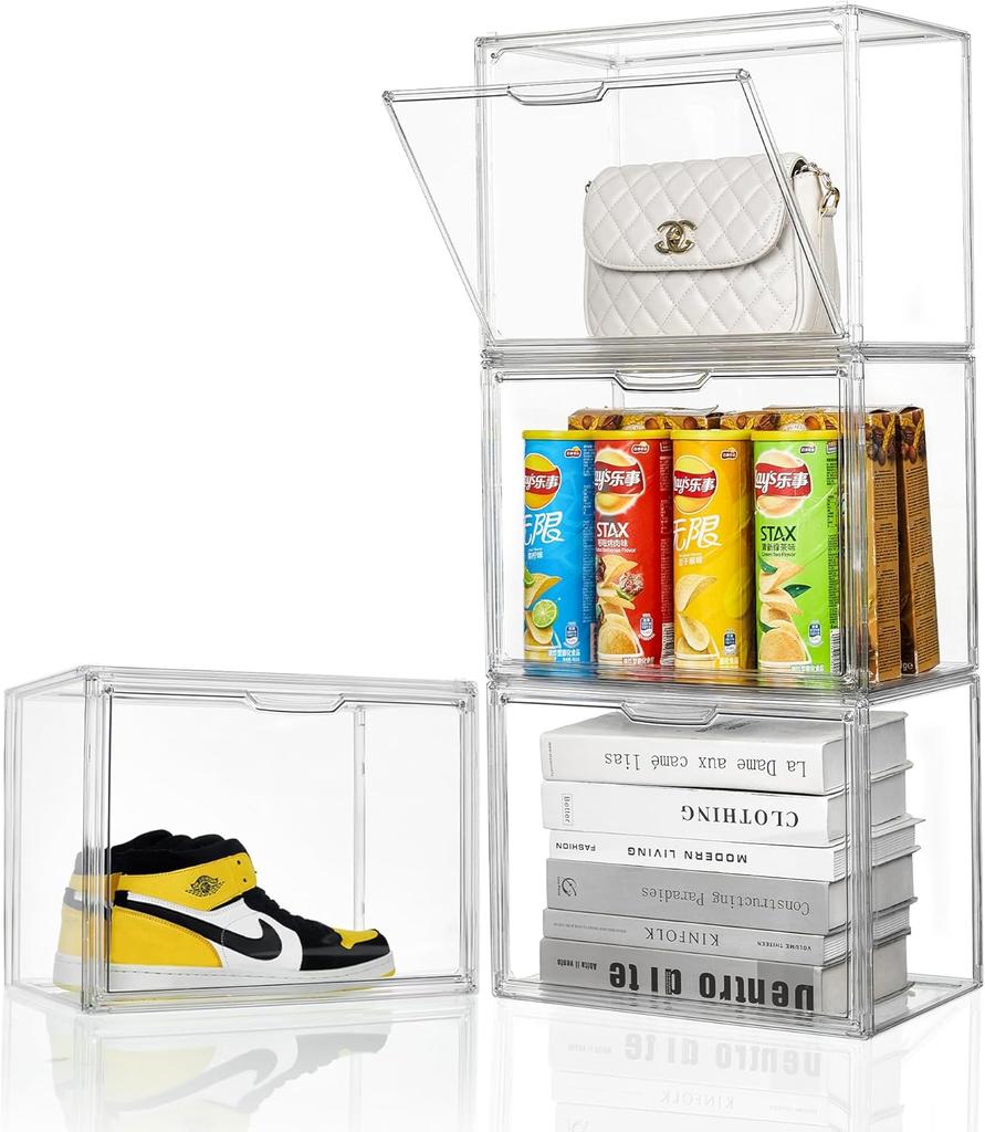 Purse Organizer for Closet, Handbag Storage Organizer, Acrylic Display Case, Stackable Storage Organizer with Magnetic Door