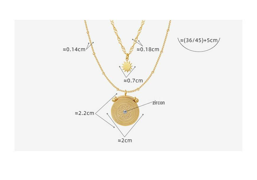 Titanium Steel Gold Plated Double Layer Clavicle Chain with Diamond Pendant and Star Badge
