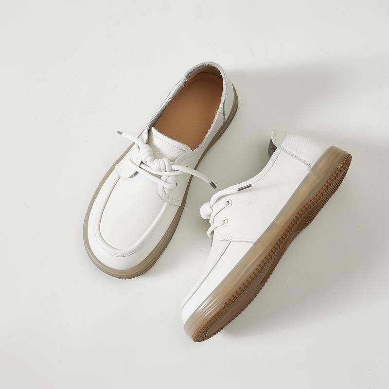 

Fashion AIYUQI Genuine Leather Sneakers Women 2025 New Lace-up Women Loafers Casual Flat Cow Tendon Sole Nurse Shoes Women 40 бежевый