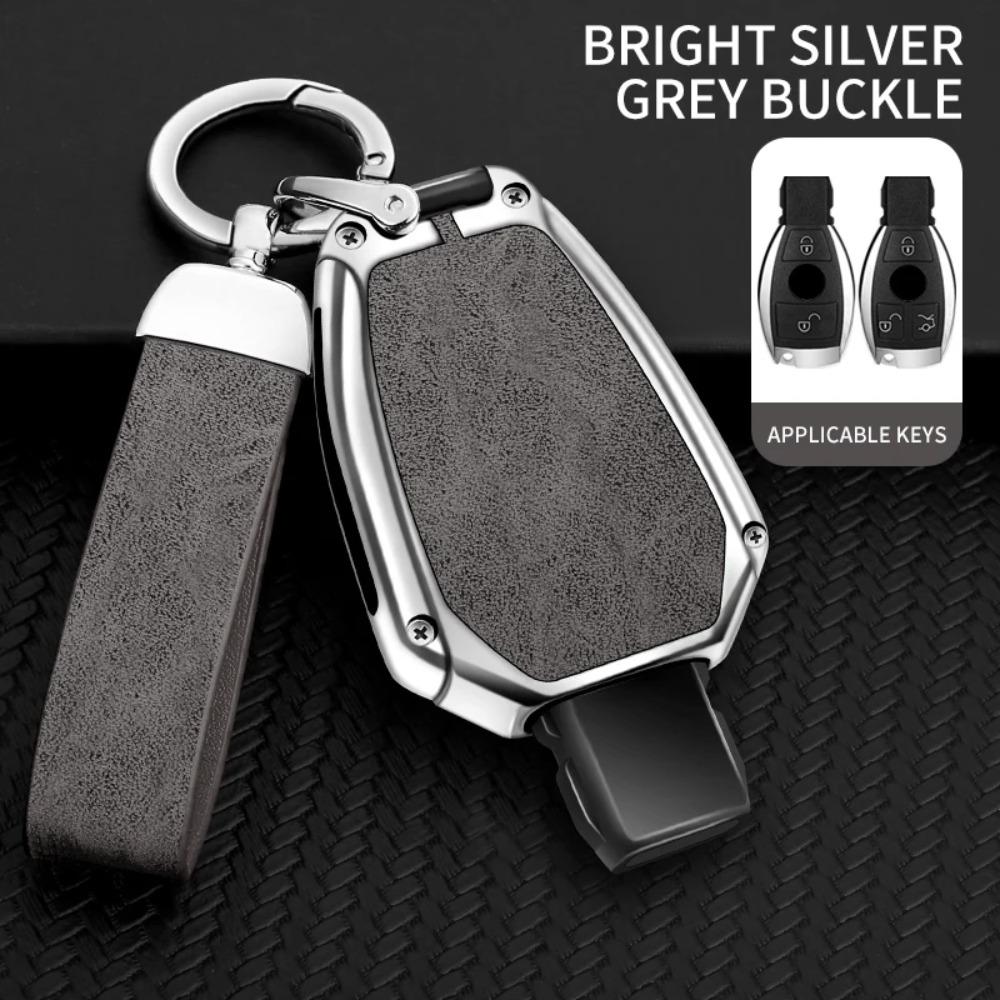Leather Car Metal Key Case Cover Shell for Mercedes Benz A B C E Class GLS GLA GLK GLC CLS CLA AMG W204 W205 W212 W463 W176