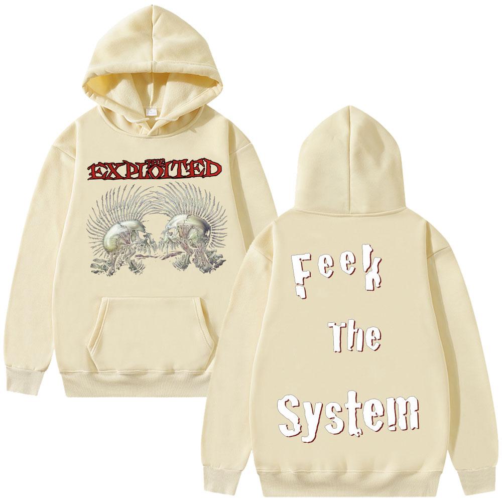 Bluza z kapturem z dwustronnym nadrukiem The Exploited Jesień Zima Męska Hip Hop Gotycka Retro Bluza Męskie Punkowe Oversizowe Bluzy z Kapturem