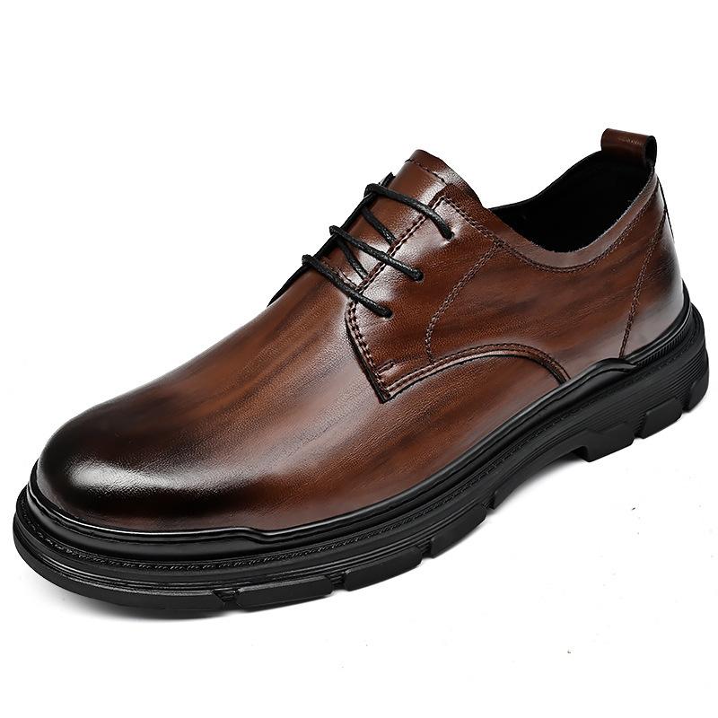 Spring and summer new large size inner height increase 5cm business leather shoes two-layer cowhide dress British trend casual men's shoes