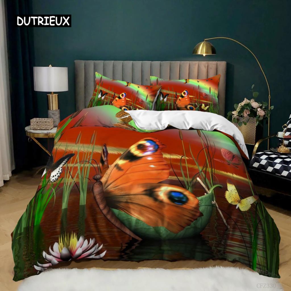 

Комплект постельного белья с бабочками, комплект постельного белья в полный размер для детей и подростков, микрофибра, бохо-стиль, бабочки, одеяло, покрывало EU single(135x200cm)