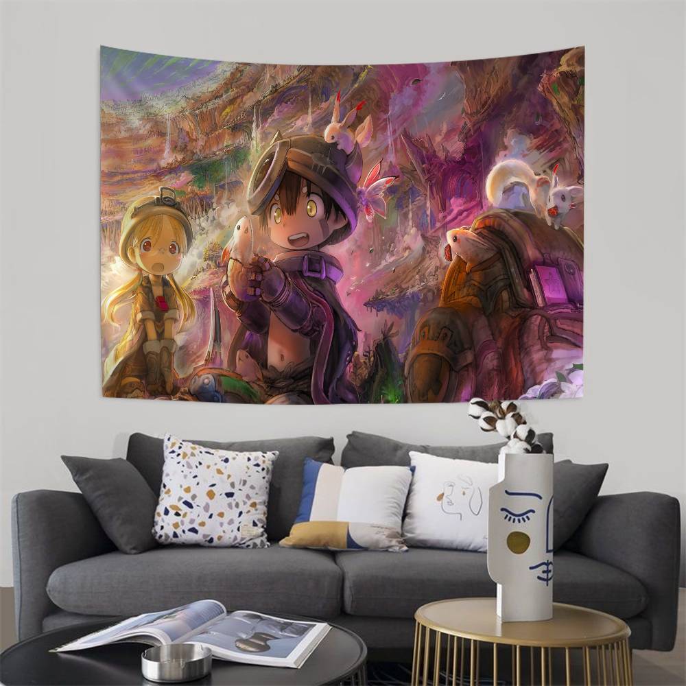 Anime Made In Abyss Cartoon Tapestry Art Science Fiction Room Home Decor Wall Hanging Home Decor