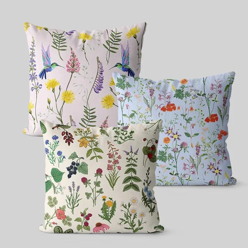 Retro Flower And Bird Pillowcase Dormitory Decoration Office Living Room Sofa Home Pillowcase One Side