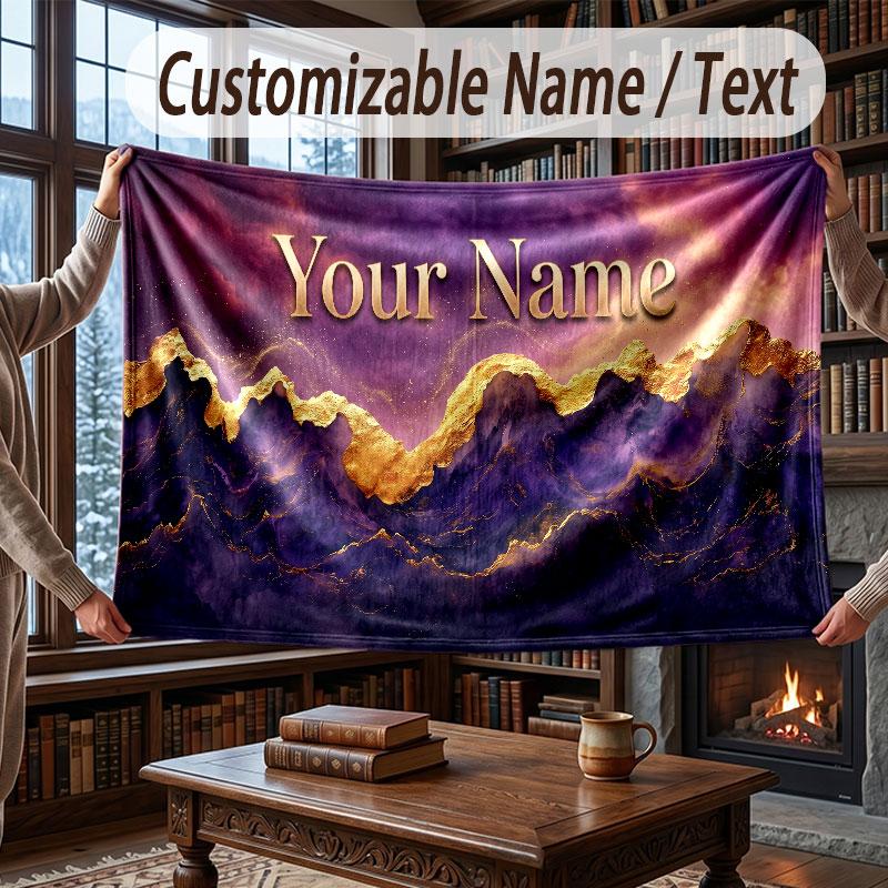 Space Cosmic Theme Throw Blanket Custom Name Text Personalized Blanket Soft Cozy Blanket for Home Sofa Bed