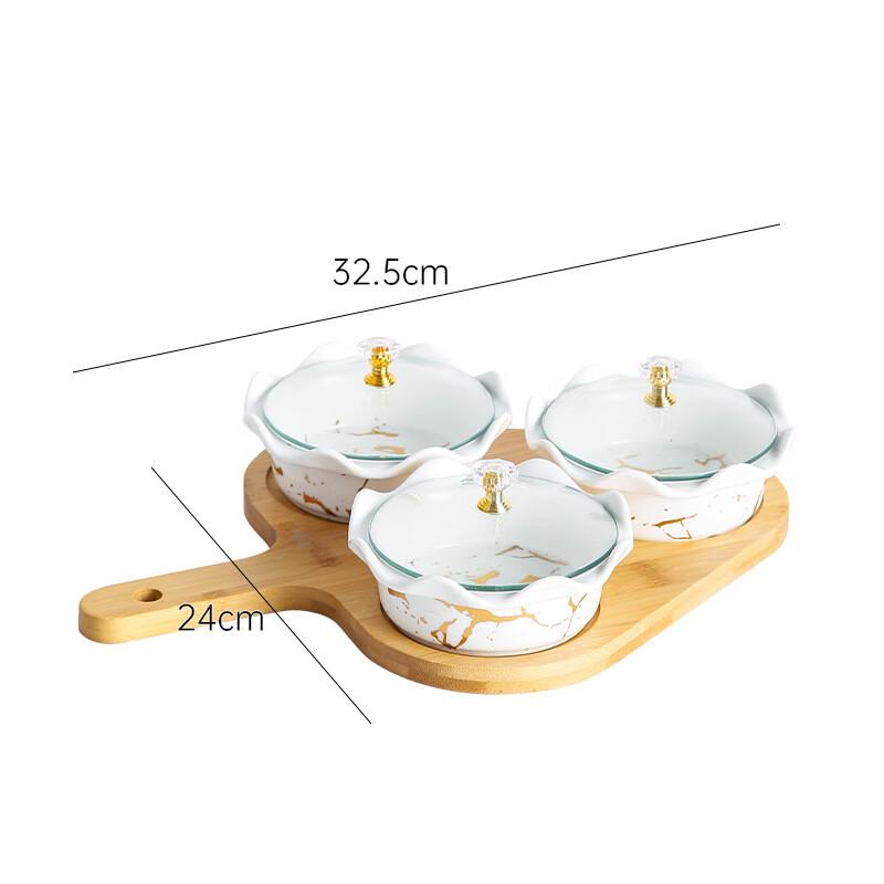 Керамический обеденный набор Qianxing «Золотой Лотос» с сервировочными подносами