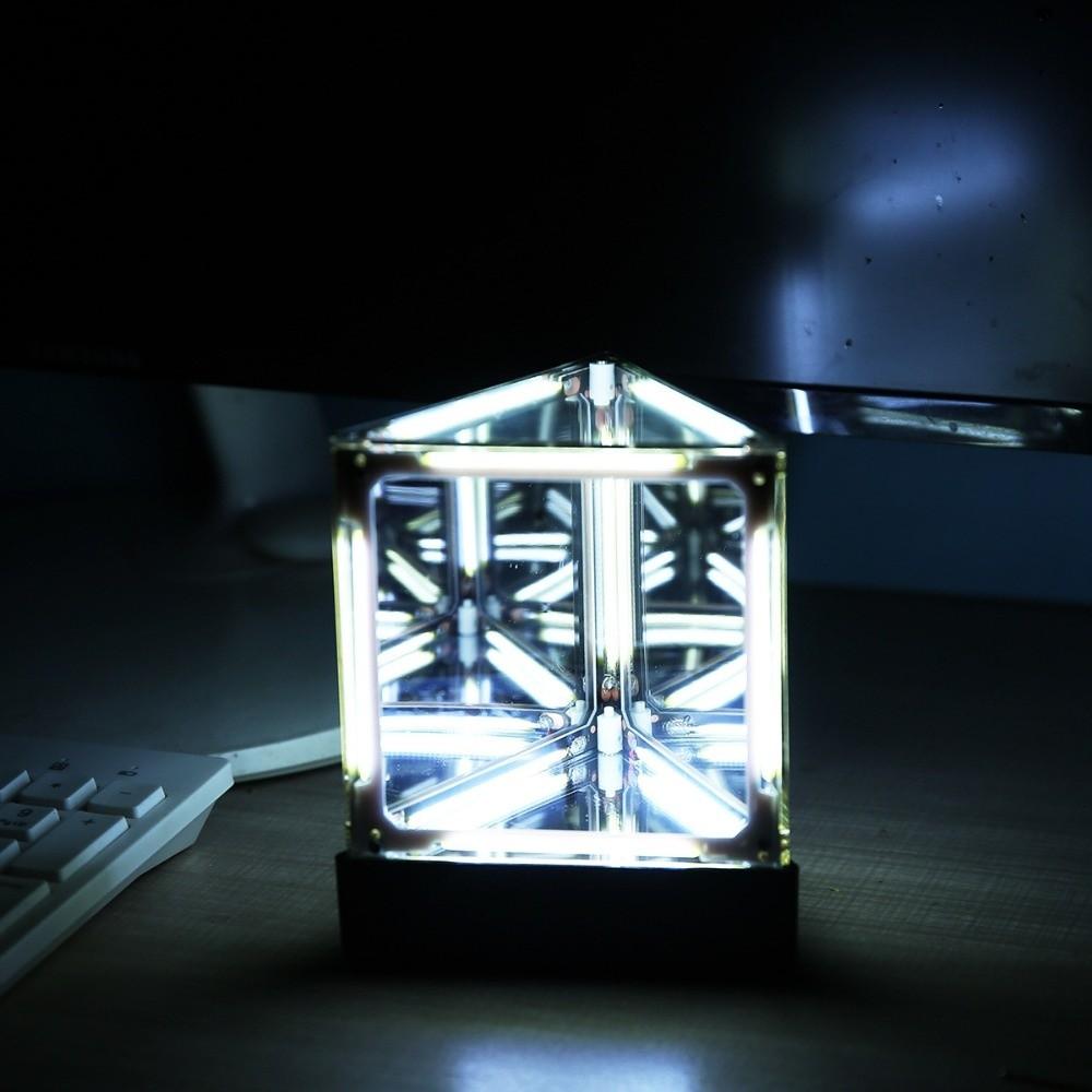 Maglev Technology Electronic Game Desktop Light Maglev Hypercube 4D Night Light  Desktop Decor Triangle-White