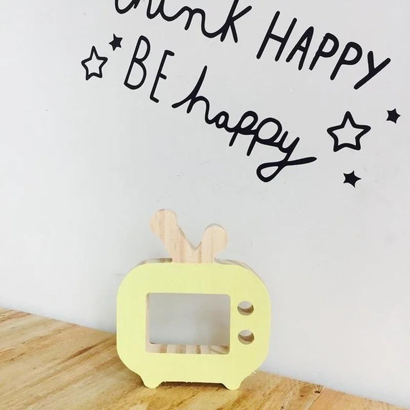 New Home Decoration Crafts Statue Wooden TV Set Toys Modeling Decor Creative Christmas Kid's Children Room Decor Toys Props Gift